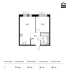Планировка 1-комнатной квартиры, 37,6 м2