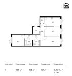 Планировка 3-комнатной квартиры, 83,7 м2