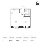 Планировка 1-комнатной квартиры, 39,4 м2