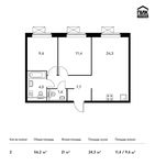 Планировка 2-комнатной квартиры, 56,2 м2