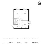 Планировка 2-комнатной квартиры, 54,1 м2