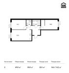 Планировка 2-комнатной квартиры, 69,8 м2