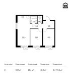 Планировка 2-комнатной квартиры, 59,1 м2
