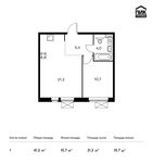 Планировка 1-комнатной квартиры, 41,2 м2