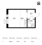 Планировка квартиры студии, 23,4 м2