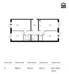Планировка 3-комнатной квартиры, 92,8 м2