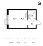 Планировка квартиры студии, 23,4 м2