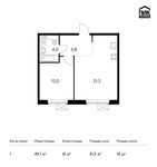 Планировка 1-комнатной квартиры, 43,1 м2