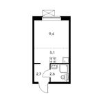 Планировка квартиры студии, 19,6 м2