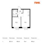 Планировка 1-комнатной квартиры, 35,7 м2
