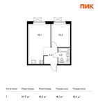 Планировка 1-комнатной квартиры, 37,7 м2