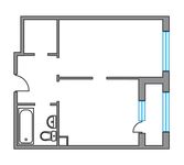 Планировка 1-комнатной квартиры, 37,2 м2