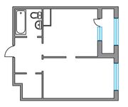 Планировка 1-комнатной квартиры, 38,9 м2