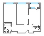 Планировка 2-комнатной квартиры, 54,9 м2