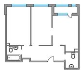 Планировка 2-комнатной квартиры, 59,1 м2