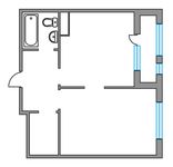 Планировка 1-комнатной квартиры, 45,5 м2