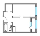 Планировка 1-комнатной квартиры, 36,7 м2
