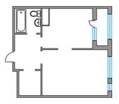 Планировка 1-комнатной квартиры, 40,9 м2