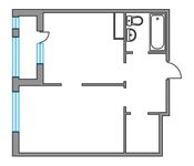 Планировка 1-комнатной квартиры, 40,8 м2