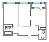 Планировка 2-комнатной квартиры, 58,2 м2