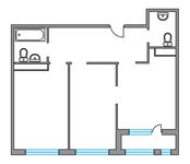 Планировка 2-комнатной квартиры, 57,8 м2