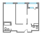 Планировка 2-комнатной квартиры, 53,7 м2