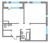Планировка 2-комнатной квартиры, 61,4 м2