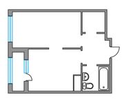 Планировка 1-комнатной квартиры, 35,6 м2