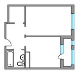 Планировка 1-комнатной квартиры, 40 м2