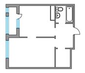 Планировка 1-комнатной квартиры, 40,5 м2