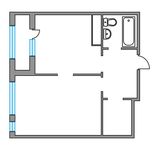 Планировка 1-комнатной квартиры, 42,5 м2