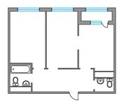 Планировка 2-комнатной квартиры, 56,4 м2