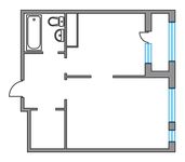 Планировка 1-комнатной квартиры, 40,7 м2