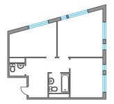 Планировка 2-комнатной квартиры, 53 м2