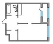 Планировка 1-комнатной квартиры, 38,5 м2