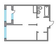 Планировка 1-комнатной квартиры, 34 м2