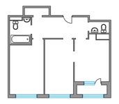 Планировка 2-комнатной квартиры, 56,3 м2