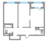 Планировка 2-комнатной квартиры, 57,1 м2