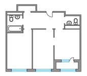 Планировка 2-комнатной квартиры, 56 м2