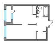 Планировка 1-комнатной квартиры, 33,8 м2