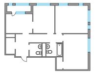 Планировка 3-комнатной квартиры, 78,5 м2