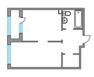 Планировка 1-комнатной квартиры, 34,5 м2