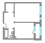 Планировка 1-комнатной квартиры, 43,4 м2
