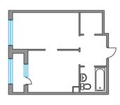 Планировка 1-комнатной квартиры, 37 м2