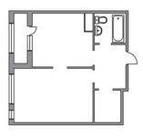 Планировка 1-комнатной квартиры, 42 м2