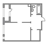 Планировка 1-комнатной квартиры, 43,2 м2