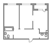 Планировка 2-комнатной квартиры, 57 м2