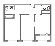 Планировка 2-комнатной квартиры, 56 м2