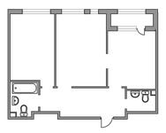 Планировка 2-комнатной квартиры, 61 м2