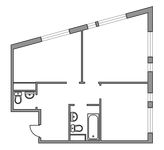 Планировка 2-комнатной квартиры, 53 м2